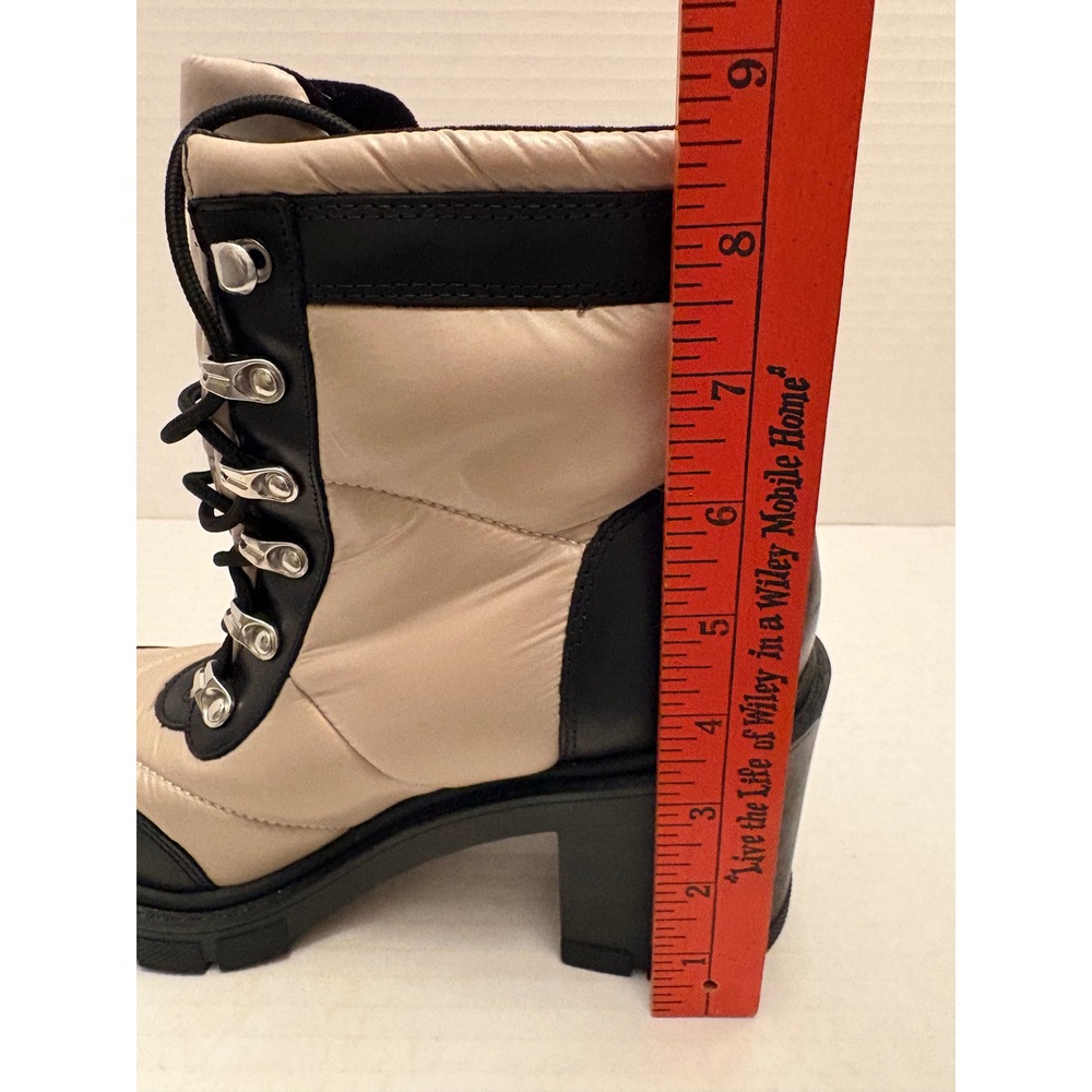 Marc Fisher LTD Vaina2 Beige Black Quilted Puffer Leather Lug Sole Boots 8M - Picture 10 of 10